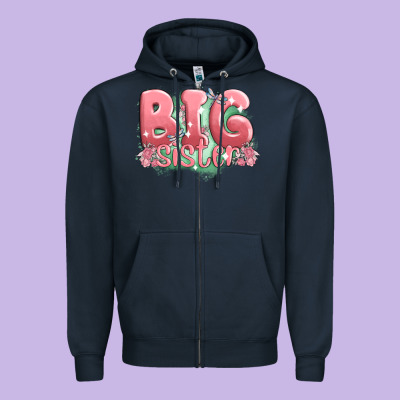 Big Sister Zipper Hoodie Designed By Maliassmallbusiness