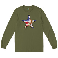 Army Green American Flag Star Long Sleeve Tee - LillyAllenDesigns