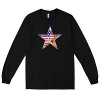 Black American Flag Star Long Sleeve Tee - LillyAllenDesigns