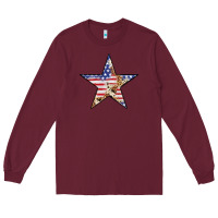 Burgundy American Flag Star Long Sleeve Tee - LillyAllenDesigns