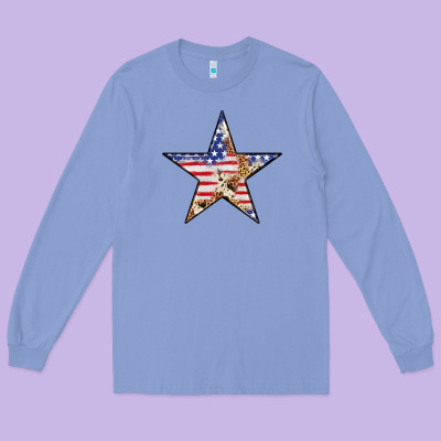 American Flag Star Long Sleeve Tee Designed By Lillyallendesigns