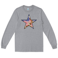 Heather Grey American Flag Star Long Sleeve Tee - LillyAllenDesigns