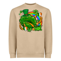 Mushroom st patricks lips with horseshoe rainbow and shamrocks Heavyweight Sweatshirt - AdoDesignShop