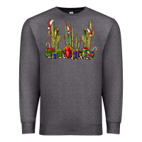 Charcoal Heather Christmas Cactus Premium Sweatshirt - LillyAllenDesigns