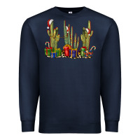 Navy Christmas Cactus Premium Sweatshirt - LillyAllenDesigns