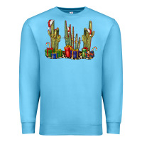 Ocean Blue Christmas Cactus Premium Sweatshirt - LillyAllenDesigns
