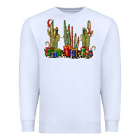 White Christmas Cactus Premium Sweatshirt - LillyAllenDesigns