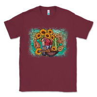 Burgundy cowboy boots sunflower Classic Tee - AdoDesignShop