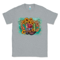 Heather Grey cowboy boots sunflower Classic Tee - AdoDesignShop