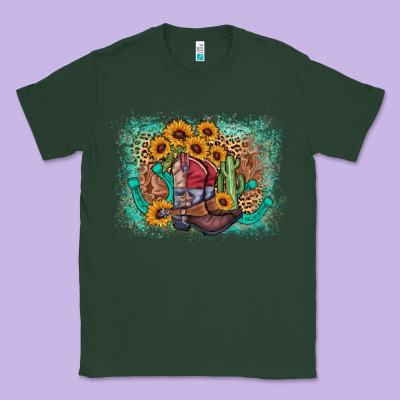 Cowboy Boots Sunflower Classic Tee Designed By Adodesignshop