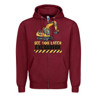 Burgundy see you later excavator Zipper Hoodie - MaliasSmallBusiness