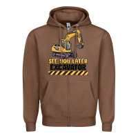 Chestnut see you later excavator Zipper Hoodie - MaliasSmallBusiness