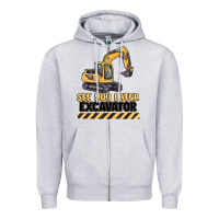 Heather Grey see you later excavator Zipper Hoodie - MaliasSmallBusiness