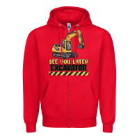 Red see you later excavator Zipper Hoodie - MaliasSmallBusiness