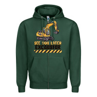 Sports Green see you later excavator Zipper Hoodie - MaliasSmallBusiness