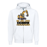 White see you later excavator Zipper Hoodie - MaliasSmallBusiness