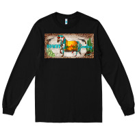 Black western howdy cowboy horse sunset weapon cactus leopard  license plate Long Sleeve Tee - BarkalooDesign