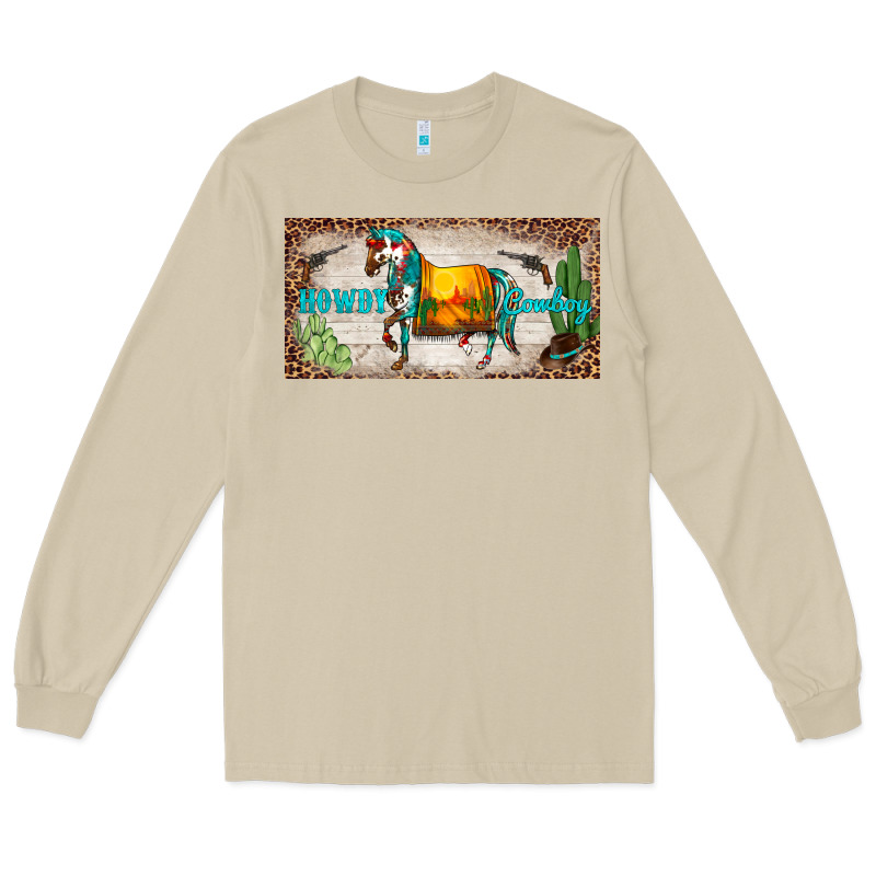 Western Howdy Cowboy Horse Sunset Weapon Cactus Leopard  License Plate Long Sleeve Tee by BarkalooDesign | Teevron