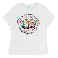 White medical assistant nurse Ladies Tee - MaliasSmallBusiness