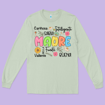 Madre Spanish Mothers Day Long Sleeve Tee Designed By Jahusdesignshop