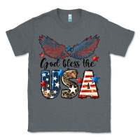Charcoal Heather Western God Bless The USA 4th of July Classic Tee - LillyAllenDesigns