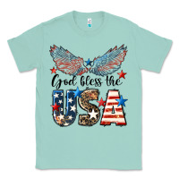 Seafoam Western God Bless The USA 4th of July Classic Tee - LillyAllenDesigns