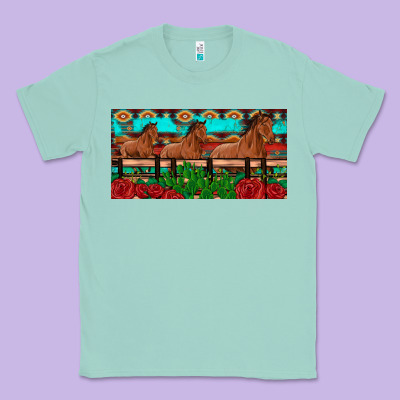 Horses Roses Ann Cactuses License Plate Classic Tee Designed By Artiststas