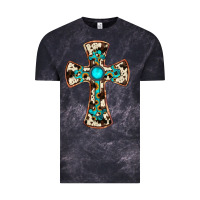 Cloud Black cowhide gemstone  cross Vintage Tee - JahusDesignShop