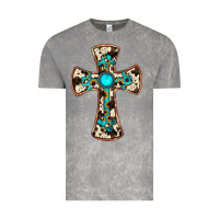 Cloud Rock cowhide gemstone  cross Vintage Tee - JahusDesignShop