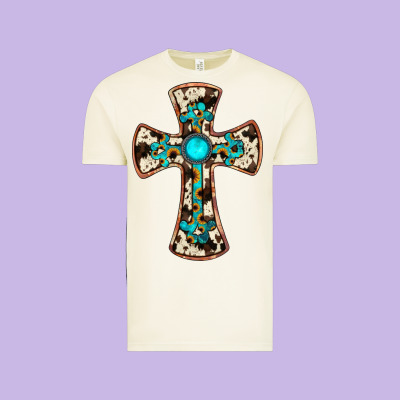 Cowhide Gemstone  Cross Vintage Tee Designed By Jahusdesignshop