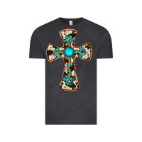 Vintage Black cowhide gemstone  cross Vintage Tee - JahusDesignShop