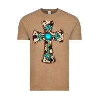 Vintage Coffee cowhide gemstone  cross Vintage Tee - JahusDesignShop