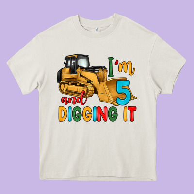 I'm 5 And Digging It Heavy Core Tee Designed By Artiststas
