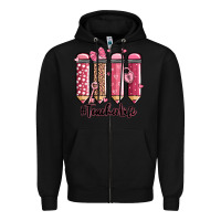 Black valentine's day teacher life pencils Zipper Hoodie - MaliasSmallBusiness