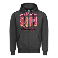 Charcoal Heather valentine's day teacher life pencils Zipper Hoodie - MaliasSmallBusiness