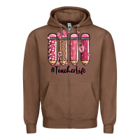 Chestnut valentine's day teacher life pencils Zipper Hoodie - MaliasSmallBusiness