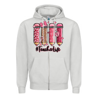 Dove Grey valentine's day teacher life pencils Zipper Hoodie - MaliasSmallBusiness