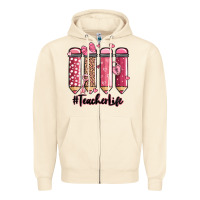 Sandshell valentine's day teacher life pencils Zipper Hoodie - MaliasSmallBusiness