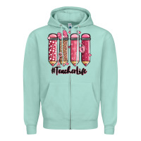 Seafoam valentine's day teacher life pencils Zipper Hoodie - MaliasSmallBusiness