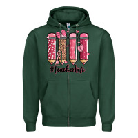 Sports Green valentine's day teacher life pencils Zipper Hoodie - MaliasSmallBusiness