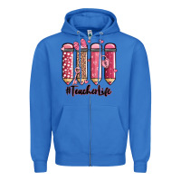 True Royal valentine's day teacher life pencils Zipper Hoodie - MaliasSmallBusiness