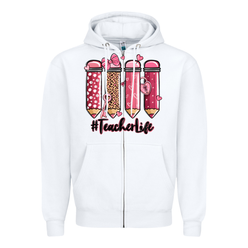 Valentine's Day Teacher Life Pencils Zipper Hoodie by MaliasSmallBusiness | Teevron