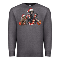Charcoal Heather christmas chimpanzee and gorilla Premium Sweatshirt - LillyAllenDesigns