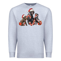 Heather Grey christmas chimpanzee and gorilla Premium Sweatshirt - LillyAllenDesigns