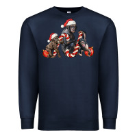 Navy christmas chimpanzee and gorilla Premium Sweatshirt - LillyAllenDesigns