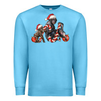 Ocean Blue christmas chimpanzee and gorilla Premium Sweatshirt - LillyAllenDesigns