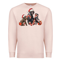 Pale Pink christmas chimpanzee and gorilla Premium Sweatshirt - LillyAllenDesigns
