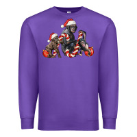 Purple christmas chimpanzee and gorilla Premium Sweatshirt - LillyAllenDesigns