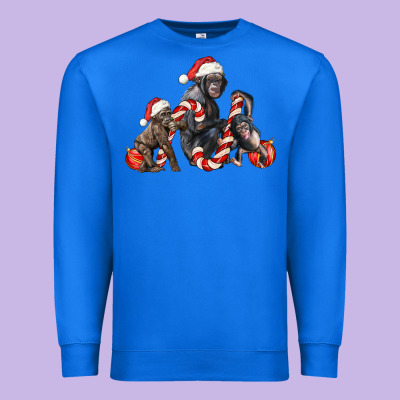 Christmas Chimpanzee And Gorilla Premium Sweatshirt Designed By Lillyallendesigns