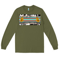 Army Green western cowhide serape sunflower mama license plate Long Sleeve Tee - BarkalooDesign